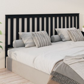 Solid black pine wood bed headboard 206x6x101 cm by vidaXL, Headboards and footboards - Ref: Foro24-818544, Price: 41,83 €, D...