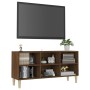 Mueble de TV patas de madera maciza marrón roble 103,5x30x50 cm de vidaXL, Muebles TV - Ref: Foro24-813154, Precio: 52,74 €, ...