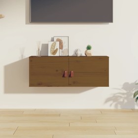 Honey brown solid pine wood wall cabinet 80x30x30 cm by vidaXL, Shelves and shelves - Ref: Foro24-818381, Price: 81,30 €, Dis...