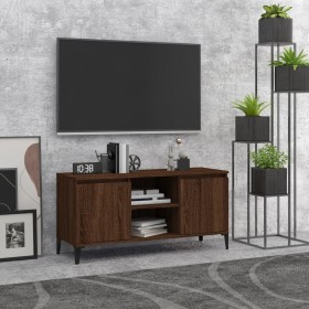 Mueble de TV con patas de metal marrón roble 103,5x35x50 cm de vidaXL, Muebles TV - Ref: Foro24-813163, Precio: 58,46 €, Desc...