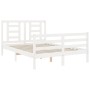 White solid wood bed frame with headboard 120x200 cm by vidaXL, Beds and slatted bases - Ref: Foro24-3194697, Price: 125,67 €...