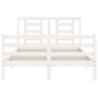 White solid wood bed frame with headboard 120x200 cm by vidaXL, Beds and slatted bases - Ref: Foro24-3194697, Price: 125,67 €...