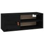 Solid black pine wood wall cabinet 80x30x30 cm by vidaXL, Shelves and shelves - Ref: Foro24-818393, Price: 77,44 €, Discount: %