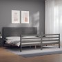 Gray solid wood bed frame with headboard 200x200 cm by vidaXL, Beds and slatted bases - Ref: Foro24-3194658, Price: 191,99 €,...