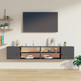 Wall cabinets 2 pcs solid gray pine wood 80x30x30 cm by vidaXL, Shelves and shelves - Ref: Foro24-818390, Price: 80,99 €, Dis...