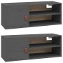 Wall cabinets 2 pcs solid gray pine wood 80x30x30 cm by vidaXL, Shelves and shelves - Ref: Foro24-818390, Price: 80,19 €, Dis...