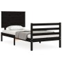 Estructura de cama con cabecero madera maciza negro 90x200 cm de vidaXL, Camas y somieres - Ref: Foro24-3195210, Precio: 123,...