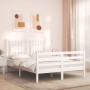 White solid wood bed frame with headboard 140x190 cm by vidaXL, Beds and slatted bases - Ref: Foro24-3194552, Price: 145,19 €...