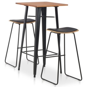 3-piece black steel high table and stools set by vidaXL, Furniture sets for kitchens and dining rooms - Ref: Foro24-276846, P...