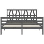 Double bed frame with gray solid wood headboard by vidaXL, Beds and slatted bases - Ref: Foro24-3194383, Price: 162,55 €, Dis...