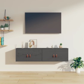 Wall cabinets 2 pcs solid gray pine wood 60x30x30 cm by vidaXL, Shelves and shelves - Ref: Foro24-818370, Price: 103,99 €, Di...