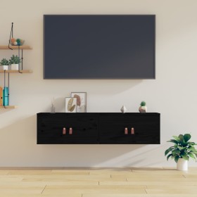 Wall cabinets 2 pcs solid black pine wood 60x30x30 cm by vidaXL, Shelves and shelves - Ref: Foro24-818374, Price: 105,99 €, D...