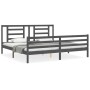 Estructura de cama con cabecero madera maciza gris 200x200 cm de vidaXL, Camas y somieres - Ref: Foro24-3194723, Precio: 166,...