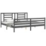 Gray solid wood bed frame with headboard 200x200 cm by vidaXL, Beds and slatted bases - Ref: Foro24-3194723, Price: 166,63 €,...