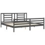 Gray solid wood bed frame with headboard 200x200 cm by vidaXL, Beds and slatted bases - Ref: Foro24-3194723, Price: 166,63 €,...