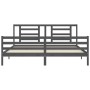 Gray solid wood bed frame with headboard 200x200 cm by vidaXL, Beds and slatted bases - Ref: Foro24-3194723, Price: 166,63 €,...