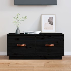 Mueble de TV de madera maciza de pino negro 80x34x35 cm de vidaXL, Muebles TV - Ref: Foro24-818244, Precio: 80,28 €, Descuent...