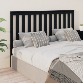 Solid black pine wood bed headboard 156x6x101 cm by vidaXL, Headboards and footboards - Ref: Foro24-818529, Price: 63,00 €, D...