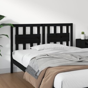 Solid black pine wood bed headboard 125.5x4x100 cm by vidaXL, Headboards and footboards - Ref: Foro24-818564, Price: 35,99 €,...