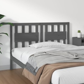 Solid gray pine wood bed headboard 145.5x4x100 cm by vidaXL, Headboards and footboards - Ref: Foro24-818572, Price: 37,99 €, ...