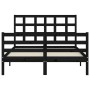 Double bed frame with black solid wood headboard by vidaXL, Beds and slatted bases - Ref: Foro24-3193960, Price: 137,99 €, Di...