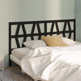 Solid black pine wood bed headboard 206x4x100 cm by vidaXL, Headboards and footboards - Ref: Foro24-818644, Price: 38,04 €, D...