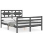 Estructura de cama con cabecero madera maciza gris 120x200 cm de vidaXL, Camas y somieres - Ref: Foro24-3194438, Precio: 144,...