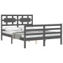 Estructura de cama con cabecero madera maciza gris 120x200 cm de vidaXL, Camas y somieres - Ref: Foro24-3194438, Precio: 144,...