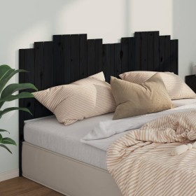 Solid black pine wood bed headboard 206x4x110 cm by vidaXL, Headboards and footboards - Ref: Foro24-818494, Price: 60,92 €, D...