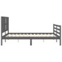 Gray solid wood bed frame with headboard 160x200 cm by vidaXL, Beds and slatted bases - Ref: Foro24-3194128, Price: 168,64 €,...