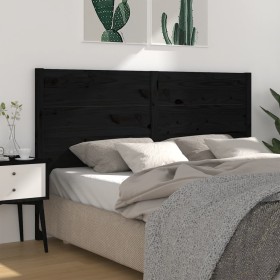 Solid black pine wood headboard 146x4x100 cm by vidaXL, Headboards and footboards - Ref: Foro24-818724, Price: 55,09 €, Disco...