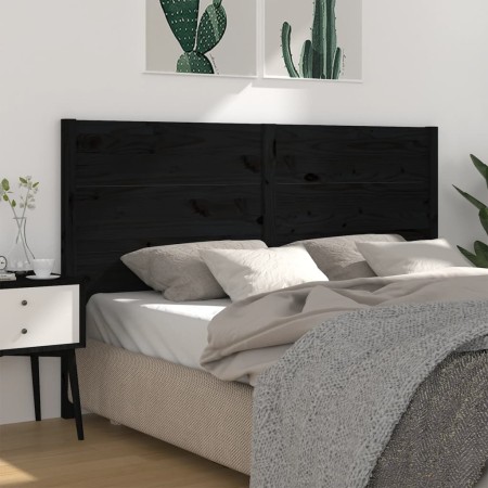 Solid black pine wood headboard 156x4x100 cm by vidaXL, Headboards and footboards - Ref: Foro24-818729, Price: 75,48 €, Disco...