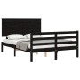 Estructura cama de matrimonio con cabecero madera maciza negra de vidaXL, Camas y somieres - Ref: Foro24-3195195, Precio: 145...