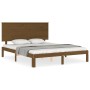 Honey brown wooden bed frame with headboard 160x200 cm by vidaXL, Beds and slatted bases - Ref: Foro24-3193674, Price: 191,99...