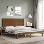 Honey brown wooden bed frame with headboard 160x200 cm by vidaXL, Beds and slatted bases - Ref: Foro24-3193674, Price: 191,99...