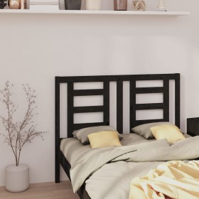 Solid black pine wood bed headboard 126x4x100 cm by vidaXL, Headboards and footboards - Ref: Foro24-818814, Price: 31,99 €, D...