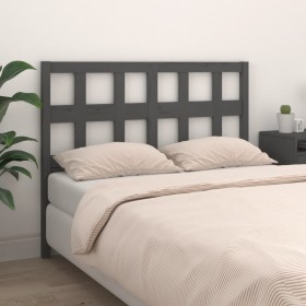 Solid gray pine wood bed headboard 185.5x4x100 cm by vidaXL, Headboards and footboards - Ref: Foro24-818937, Price: 40,24 €, ...