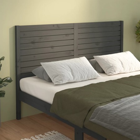 Solid gray pine wood bed headboard 126x4x100 cm by vidaXL, Headboards and footboards - Ref: Foro24-819012, Price: 61,99 €, Di...