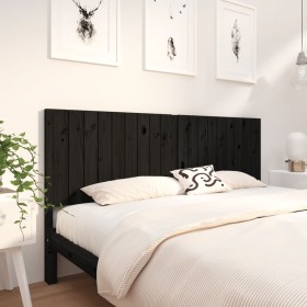 Solid black pine wood bed headboard 185.5x4x100 cm by vidaXL, Headboards and footboards - Ref: Foro24-818889, Price: 64,99 €,...