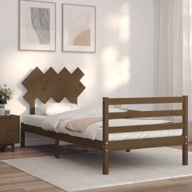 Honey brown solid wood bed frame and headboard 100x200 cm by vidaXL, Beds and slatted bases - Ref: Foro24-3195279, Price: 114...