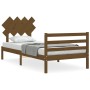 Honey brown solid wood bed frame and headboard 100x200 cm by vidaXL, Beds and slatted bases - Ref: Foro24-3195279, Price: 114...