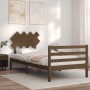 Honey brown solid wood bed frame and headboard 100x200 cm by vidaXL, Beds and slatted bases - Ref: Foro24-3195279, Price: 114...