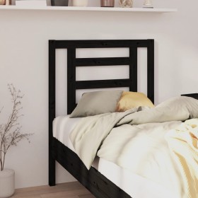 Solid black pine wood bed headboard 81x4x100 cm by vidaXL, Headboards and footboards - Ref: Foro24-818799, Price: 24,99 €, Di...