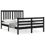 Bed frame with black solid wood headboard 120x200 cm by vidaXL, Beds and slatted bases - Ref: Foro24-3194245, Price: 160,39 €...