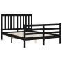 Bed frame with black solid wood headboard 120x200 cm by vidaXL, Beds and slatted bases - Ref: Foro24-3194245, Price: 160,39 €...