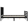 Bed frame with black solid wood headboard 120x200 cm by vidaXL, Beds and slatted bases - Ref: Foro24-3194245, Price: 160,39 €...