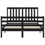 Bed frame with black solid wood headboard 120x200 cm by vidaXL, Beds and slatted bases - Ref: Foro24-3194245, Price: 160,39 €...