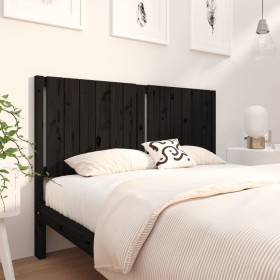 Solid black pine wood bed headboard 145.5x4x100 cm by vidaXL, Headboards and footboards - Ref: Foro24-818874, Price: 39,06 €,...