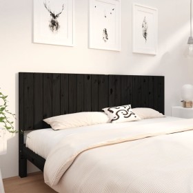 Solid black pine wood bed headboard 205.5x4x100 cm by vidaXL, Headboards and footboards - Ref: Foro24-818894, Price: 55,18 €,...