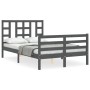 Gray solid wood bed frame with headboard 120x200 cm by vidaXL, Beds and slatted bases - Ref: Foro24-3193918, Price: 143,45 €,...